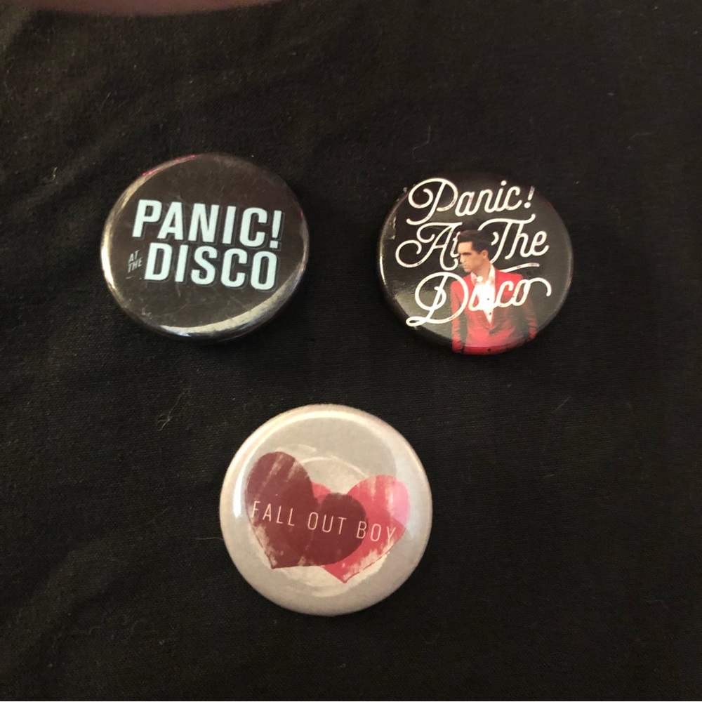 Fall Out Boy and Panic! At the Disco button pins